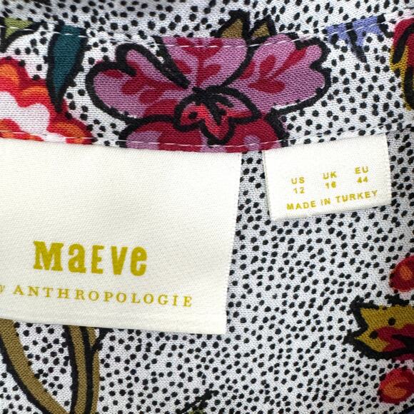 Anthro Maeve Womens Janie Peasant Blouse Top Size 12 Floral Lace Flowy Boho - Picture 3 of 9